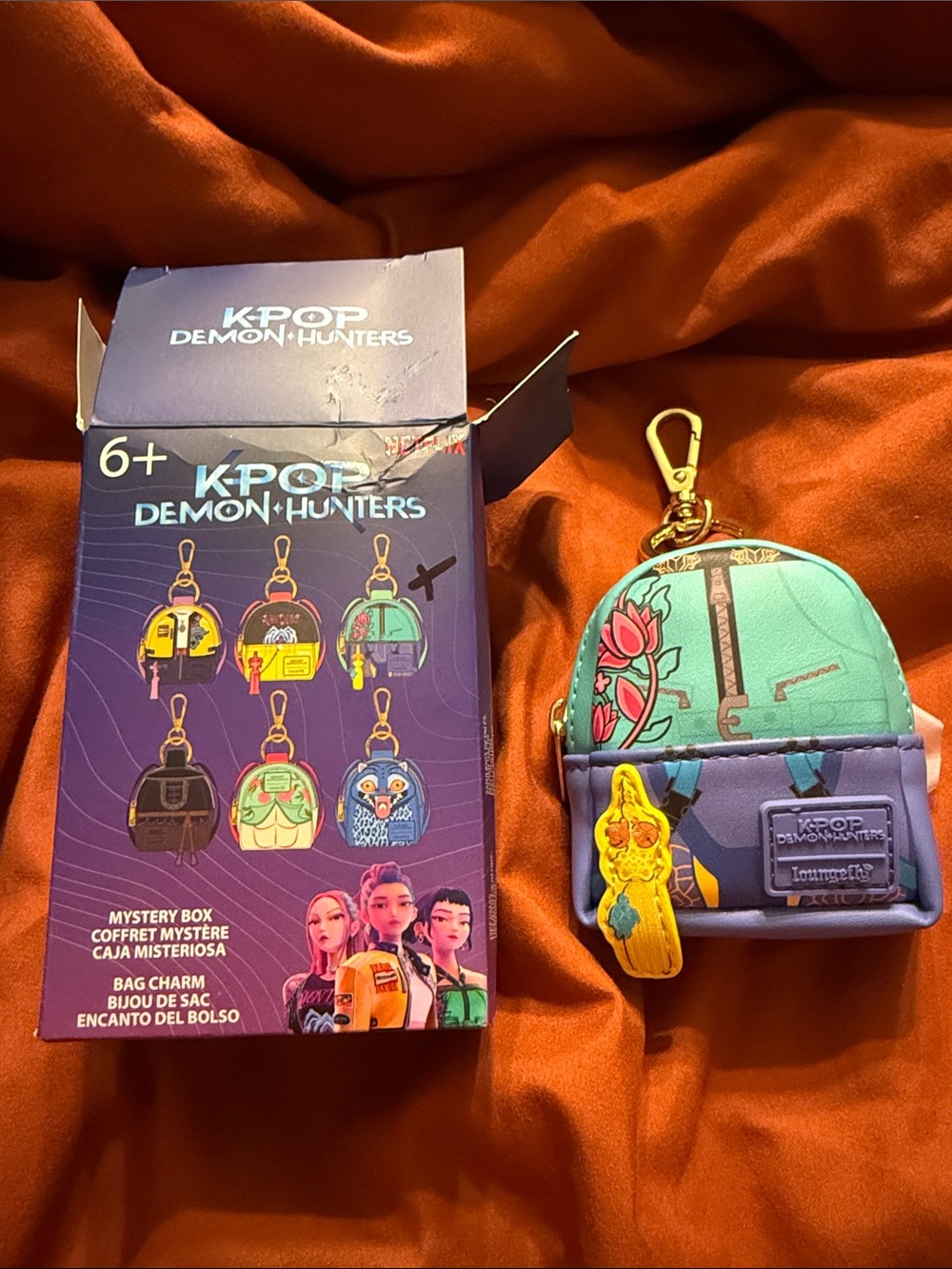 Loungefly KPOP Demon Hunters Mini Bag Charm in Teal, Purple, Yellow